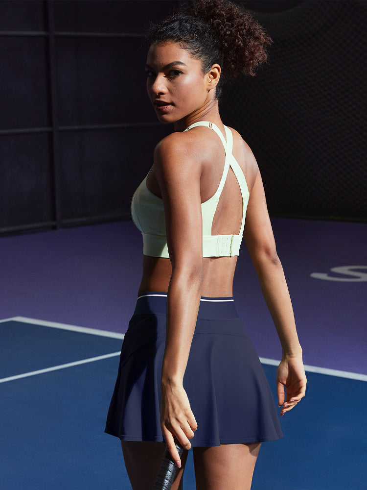 Cross Waist Tennis Skirts With Shorts Navy