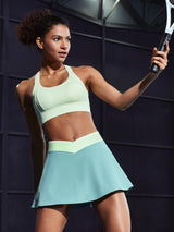 Cross Waist Tennis Skirts With Shorts Green