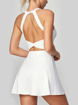 Women's Tennis Dress With Built In Shorts & Bra White