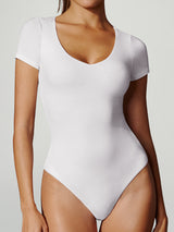 ButterLab™ Short Sleeve V Neck Bodysuits White