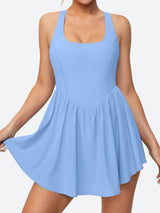 Adjustable Straps Tennis Dress Light Blue