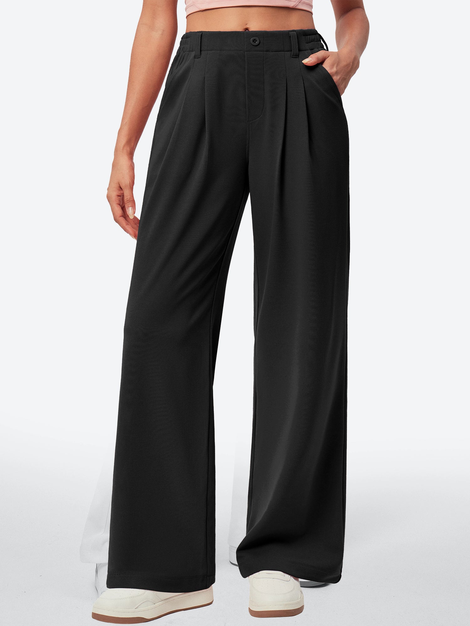 IUGA High Waisted Waffle Wide Leg Work Pants - IUGA