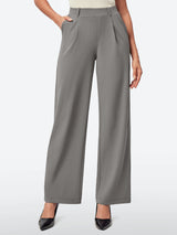 IUGA Wide Leg Pull On Stretchy Work Pants With Pockets - IUGA