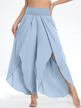 High Split Quick Dry Flowy Pants Blue