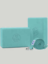 IUGA yoga blocks with strap light blue