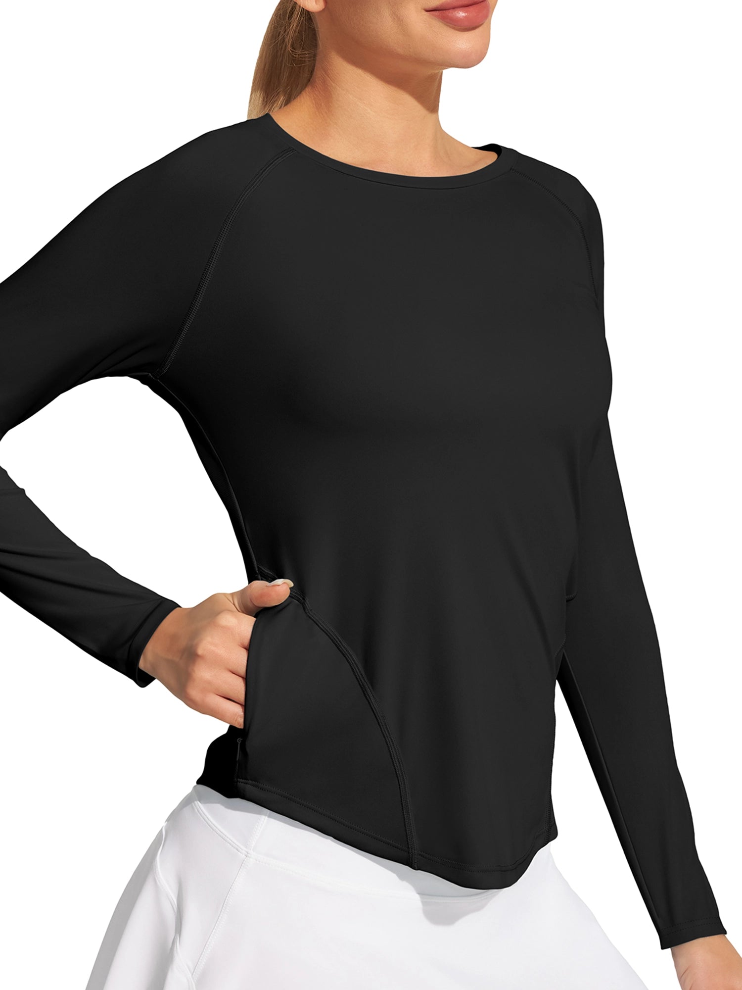 UPF 50+ Long Sleeve Rash Guard Black