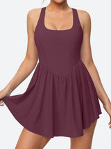 Adjustable Straps Tennis Dress Dark Purple