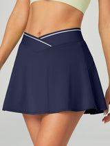 Cross Waist Tennis Skirts With Shorts Navy