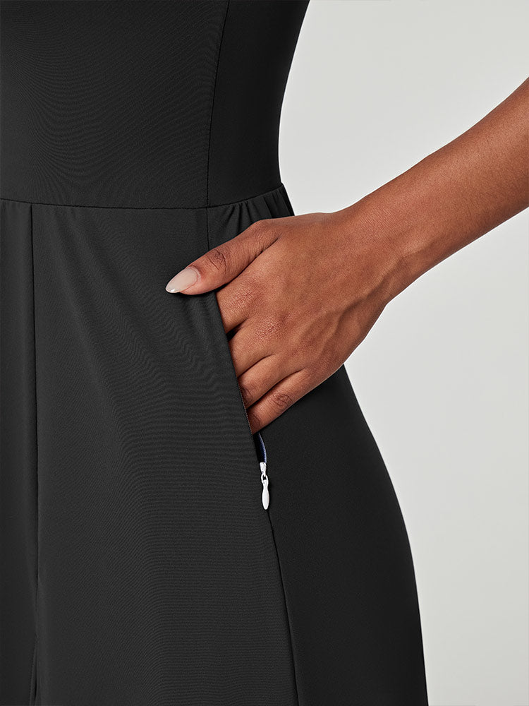 High Split Women's Tennis Dress Black Pocket