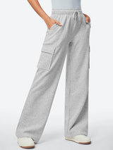 IUGA Fleece Wide Leg Cargo Sweatpants With Pockets - IUGA