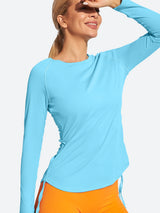 Long Sleeve UPF 50+ Rash Guard Light Blue