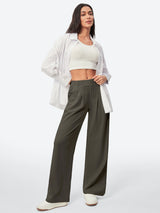 IUGA High Waisted Waffle Wide Leg Work Pants - IUGA