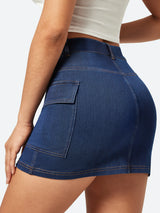 High Stretch Denim Jean Skirt Dark Blue