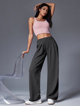 IUGA High Waisted Waffle Wide Leg Work Pants - IUGA