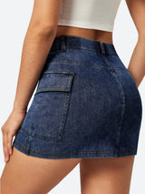 High Stretch Denim Jean Skirt Wash Blue