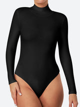 ButterLab™ Long Sleeve Mock Turtle Neck Bodysuits Black