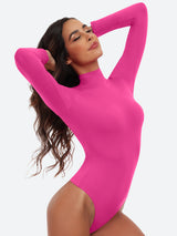 ButterLab™ Long Sleeve Mock Turtle Neck Bodysuits Crush