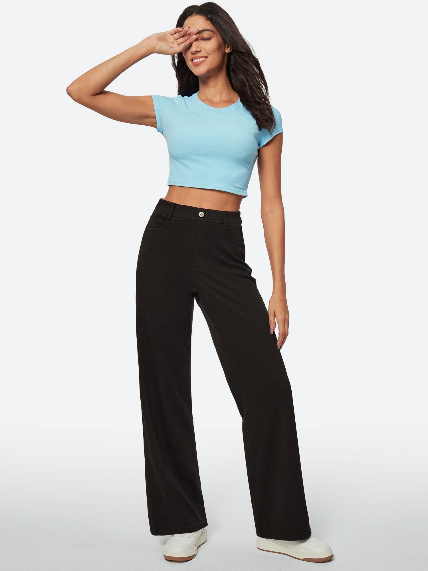 IUGA FlexDenim™ High Waist Pull On Wide Leg Jeans - IUGA