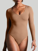 ButterLab™ Long Sleeve V Neck Bodysuits Latte