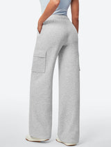 IUGA Fleece Wide Leg Cargo Sweatpants With Pockets - IUGA