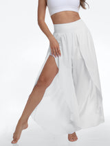 High Split Quick Dry Flowy Pants White