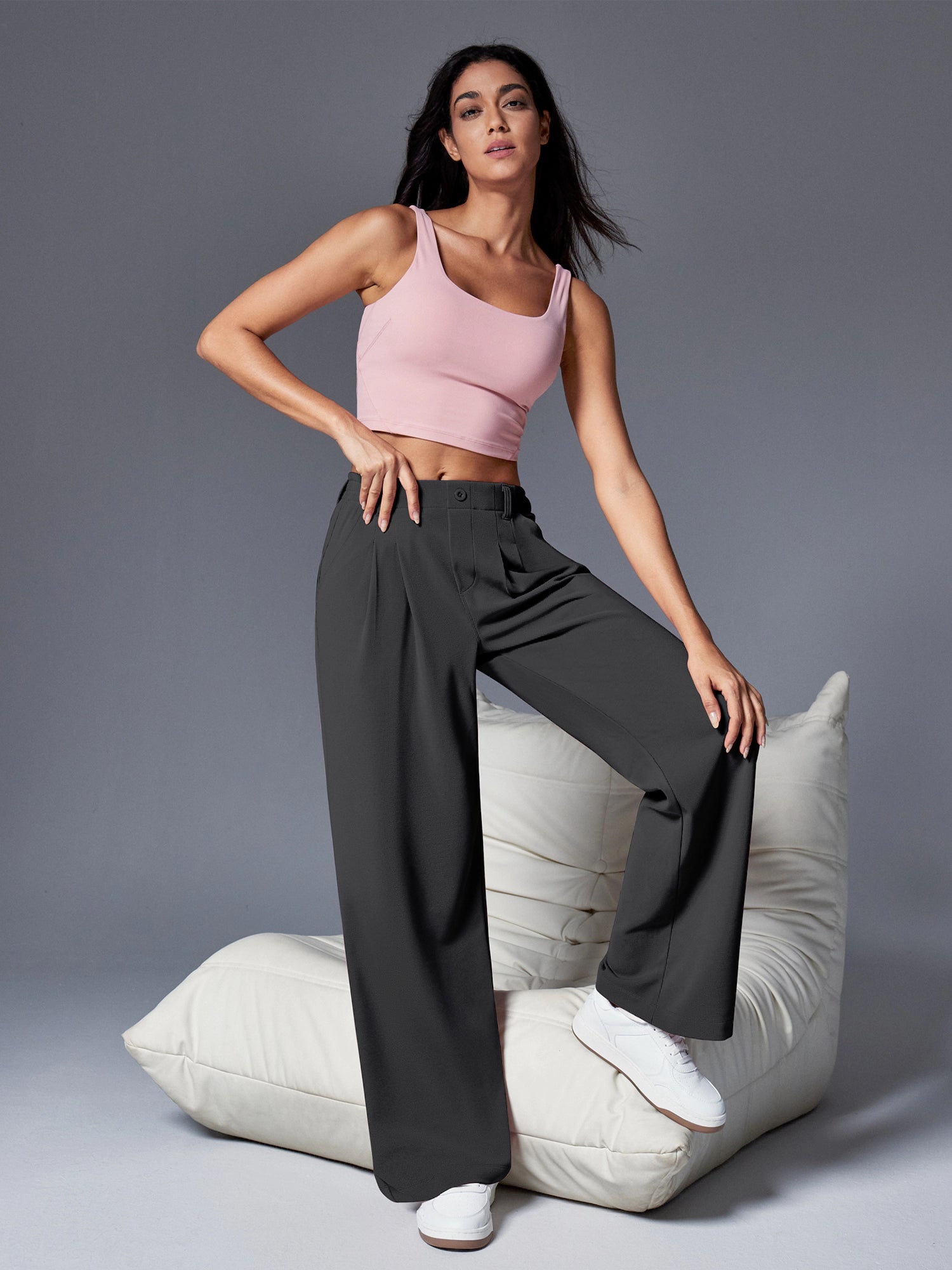 IUGA High Waisted Waffle Wide Leg Work Pants - IUGA