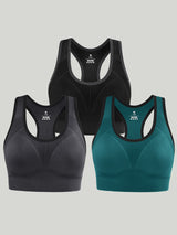 IUGA 3 Packs High Impact Racerback Sports Bra black&gray&green