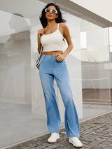 IUGA FlexDenim™ High Waist Pull On Wide Leg Jeans