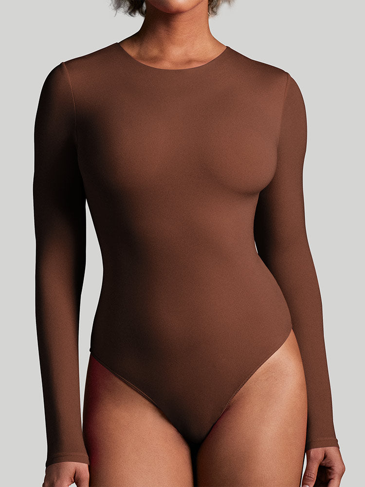 ButterLab™ Long Sleeve Crew Neck Bodysuits Brownie