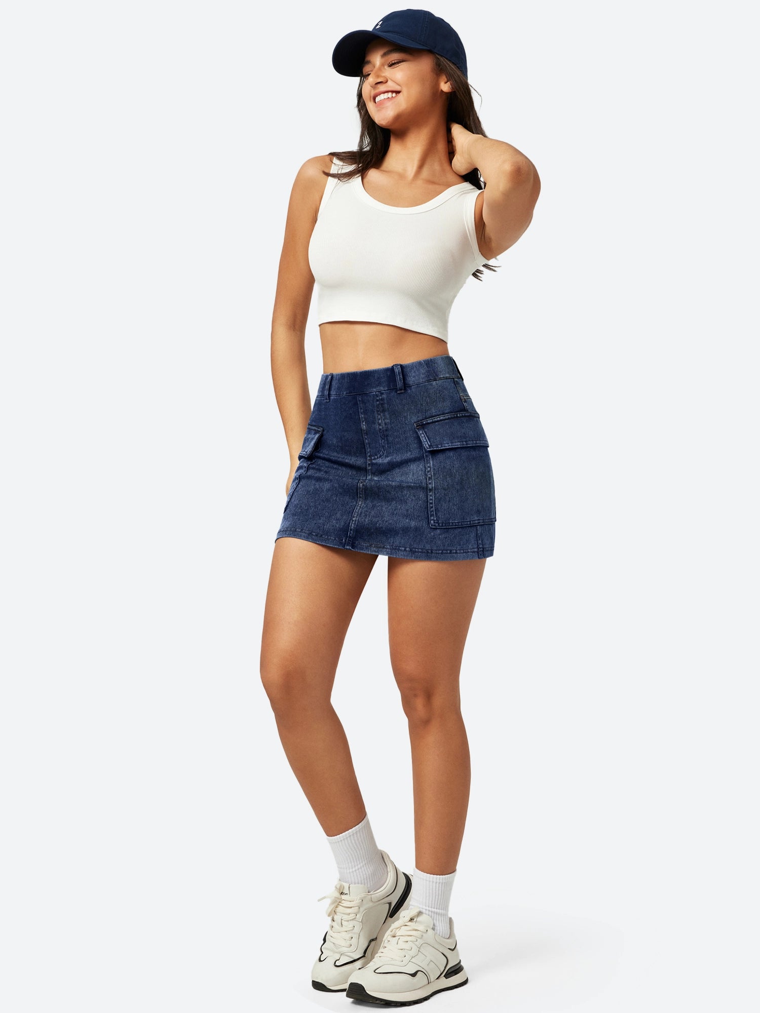 High Stretch Denim Jean Skirt Wash Blue