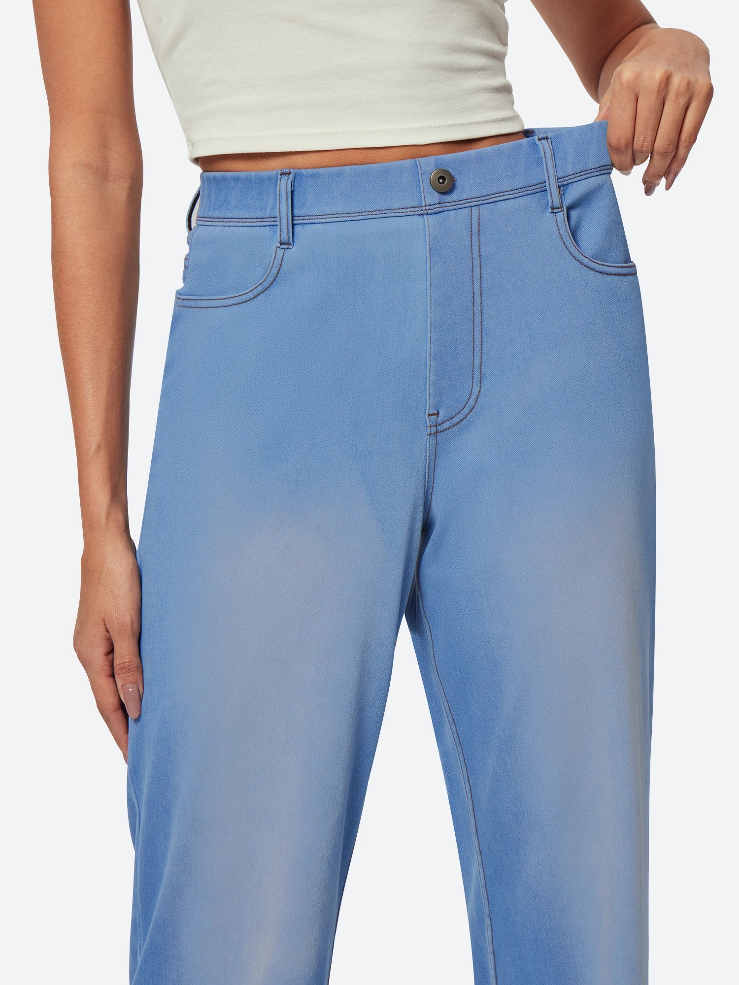 IUGA FlexDenim™ High Waist Pull On Wide Leg Jeans - IUGA