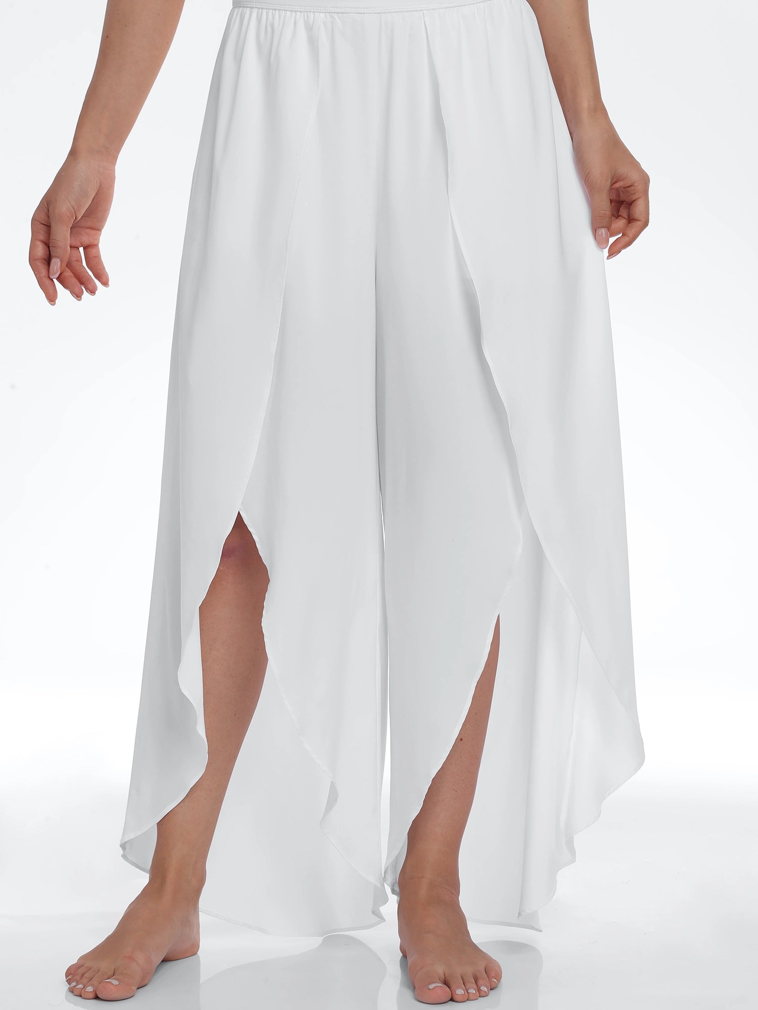 High Split Quick Dry Flowy Pants White