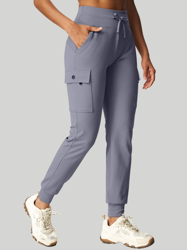 Fleece Lined Water Resistant Cargo Sweatpants Dark Grey