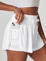 High Waist Flowy Shorts White