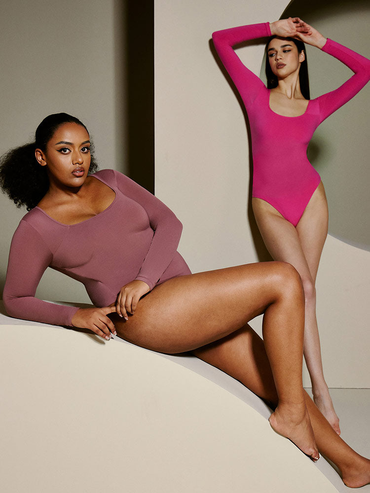 ButterLab™ Long Sleeve Square Neck Bodysuits