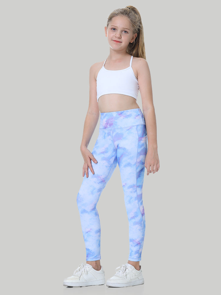 IUGA Girl's Athletic Leggings With Pockets Starry