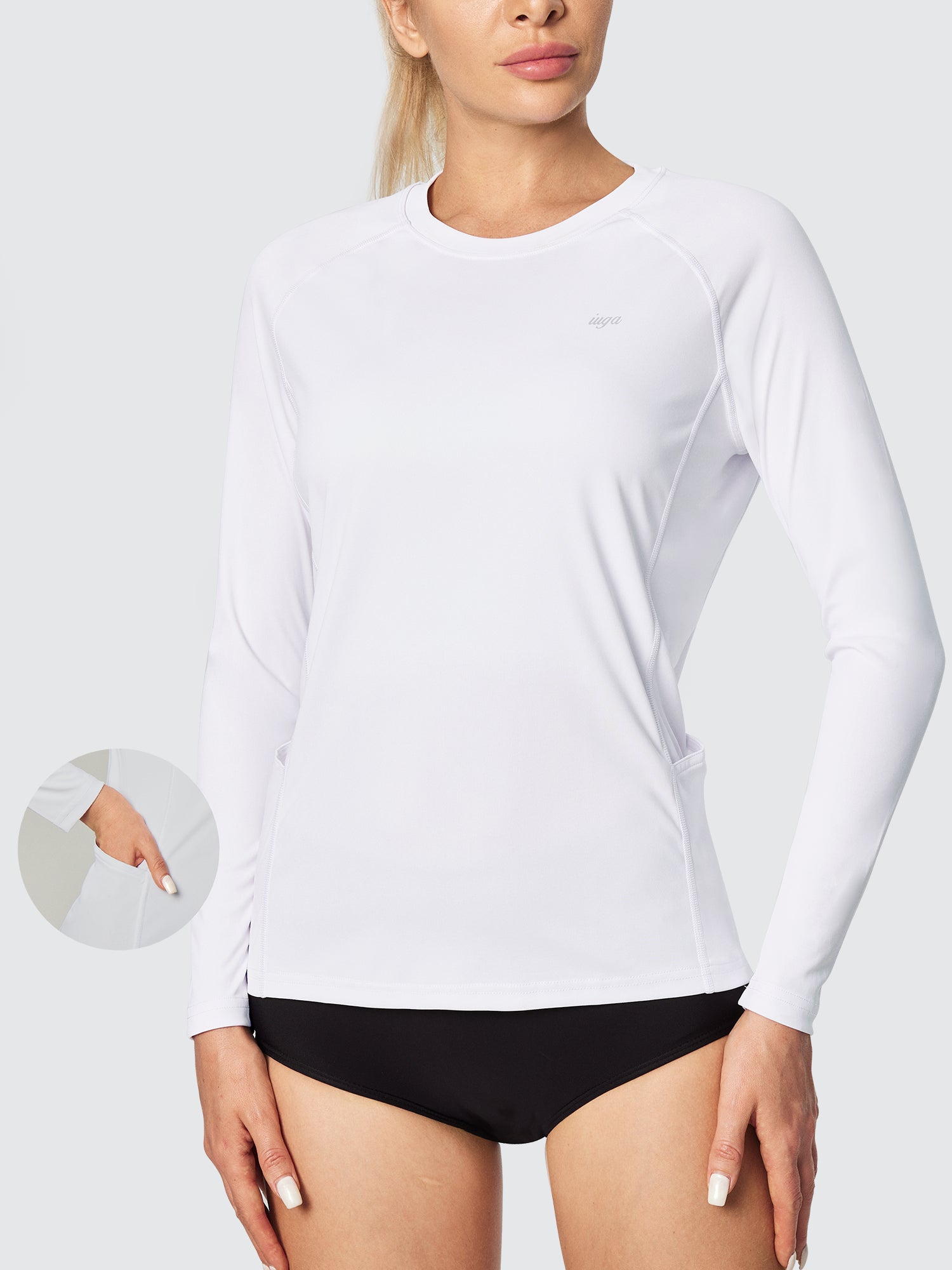 UPF 50+ Rash Guard With Pockets White