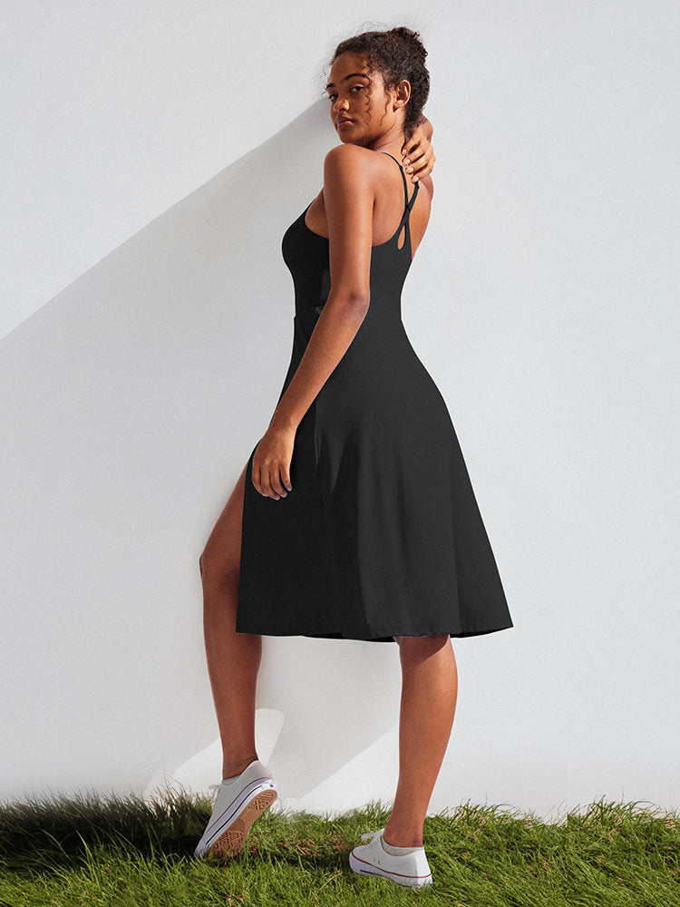 High Split Women's Tennis Dress Black