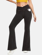 High Waist Crossover Flare Jeans Black