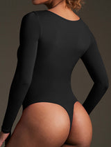 ButterLab™ Long Sleeve Square Neck Bodysuits Black