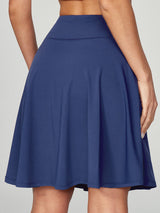 IUGA 20" High Waisted Knee Length Skirts With Pockets blue