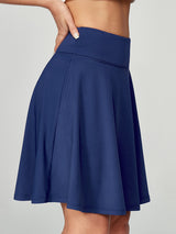 IUGA 20" High Waisted Knee Length Skirts With Pockets blue